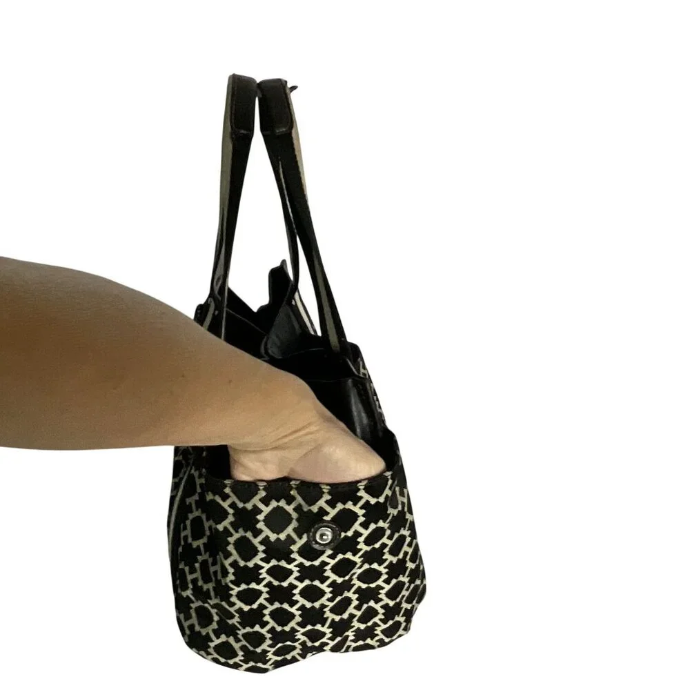Tommy Hilfiger TH logo jacquard tote bag in brown & beige with faux leather trim